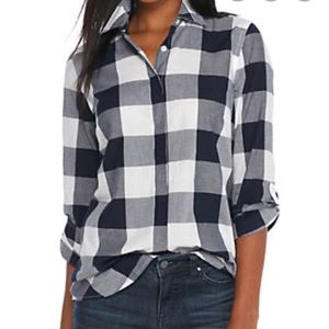 Crown ivy buffalo plaid flannel top small